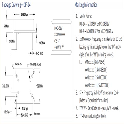 MXO45LV-2C-40M0000,6G基站晶振,美國CTS長方形鐘振