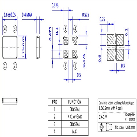 NKG Crystal,S1M24.0000F18E1Y-EXT,1612mm晶振,6G移動通信晶振
