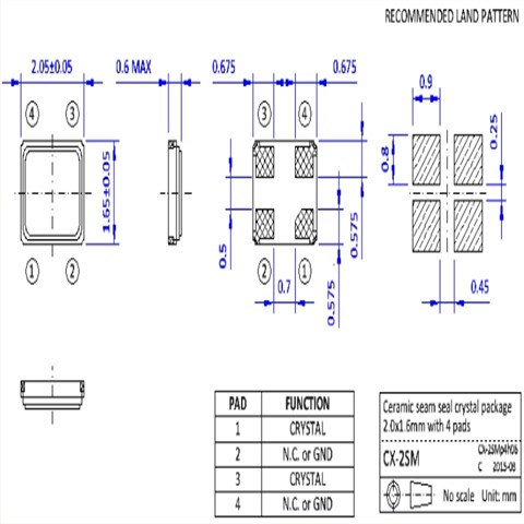 NKG晶振,S2SM20.0000F16M23-EXT,2016mm晶振,6G無線模塊晶振