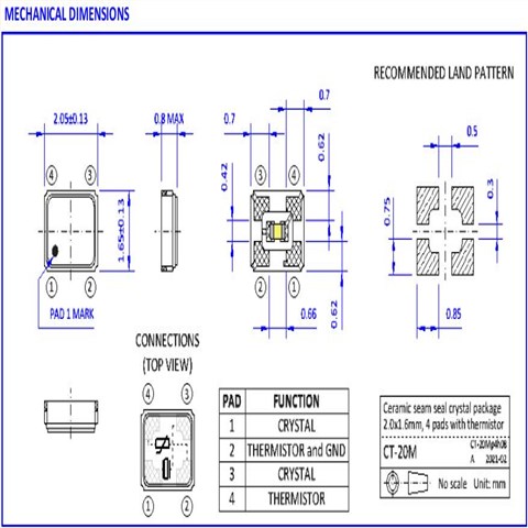 NKG晶振,CT20M26.0000F10V11-100,超小型熱敏晶體,6G電信應(yīng)用晶振