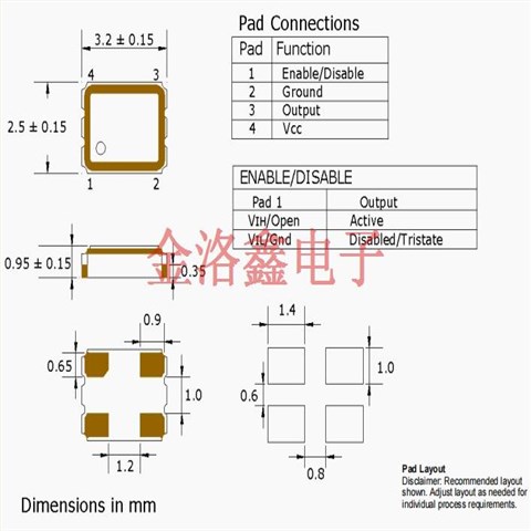 3225貼片晶振,SM44J振蕩器,CMOS輸出晶振,普銳特晶振,SM4445JEV-8.192MDK