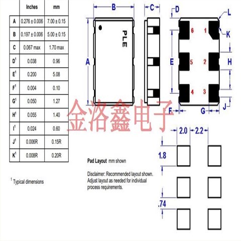 LV7745DEV-125.0MHZ,Pletronics普銳特晶振,7050差分晶振