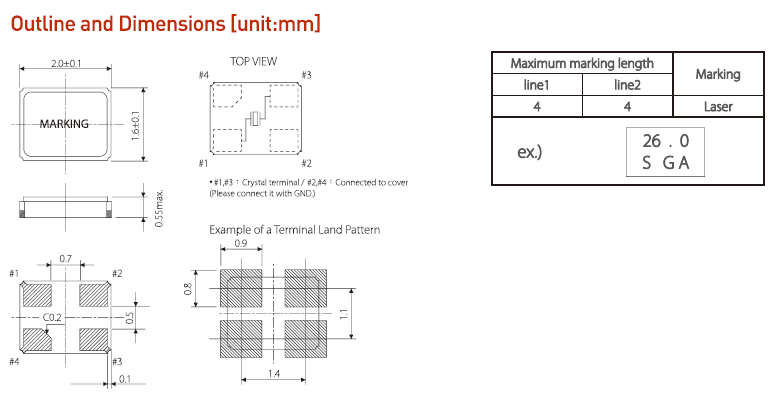 高端無源時鐘諧振器,2016mm金屬表面晶振,CSX-2016晶振