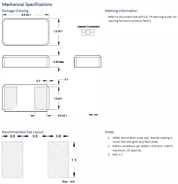 進(jìn)口無(wú)源SMD晶體,2012千赫茲諧振器,TFE20晶振