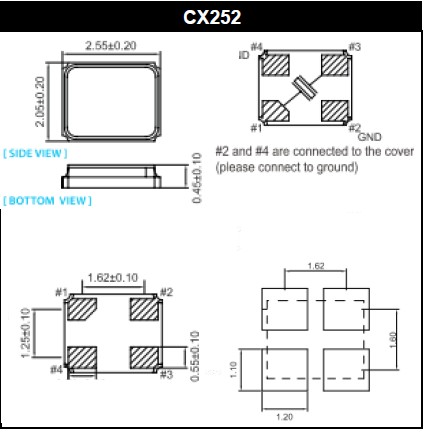 2520小型4腳晶振,美國進(jìn)口石英晶振,CX252晶振
